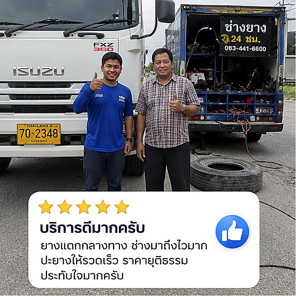 รีวิวผลงานปะยางรถบรรทุกนอกสถานที่ 1